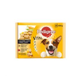 Pedigree z vrečko piščanec/jagnjetina 4x100g