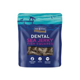 FISH4DOGS poslastica za pse Dental Sea Jerky Fish Squares z belo ribo 115 g