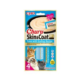 Churu poslastica za mačke Skin&Coat tuna z aromo mehkužcev 4x14 g